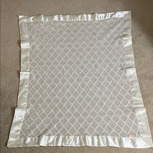 Vintage North Star White Trim Baby Blanket Acrylic 36x50 Soft Minimal